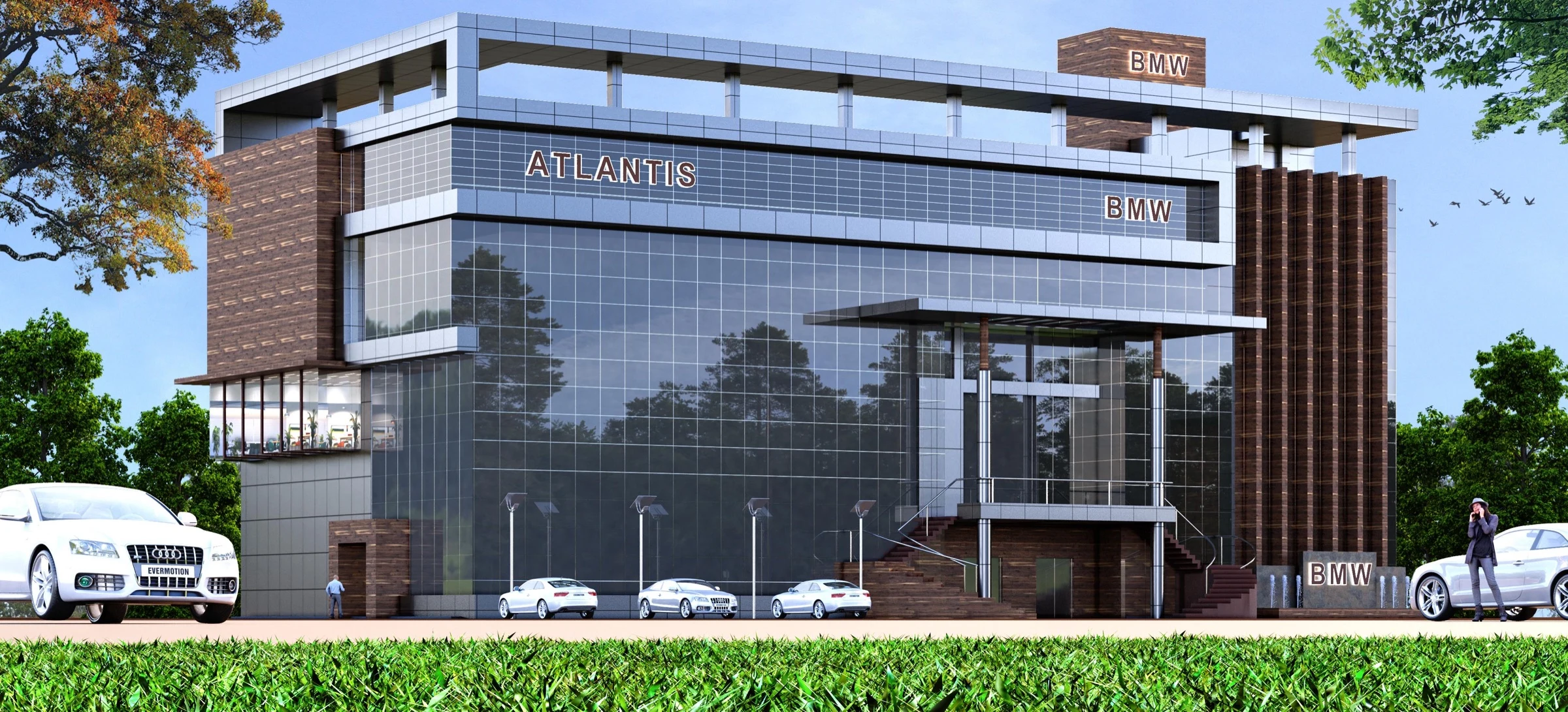 Architectural view of BMW House in Jabalpur