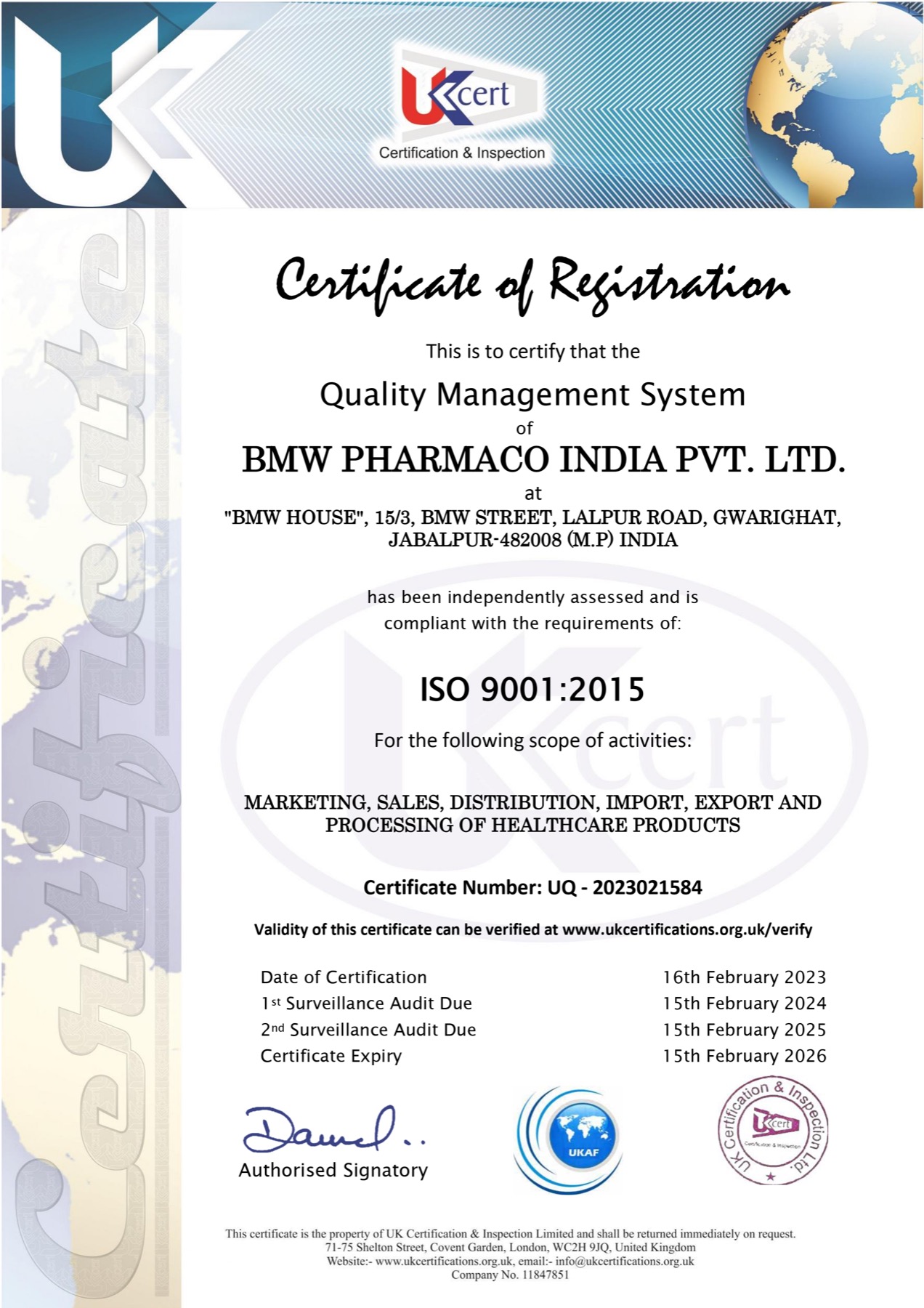 ISO 9001:2015 certificate (archived)