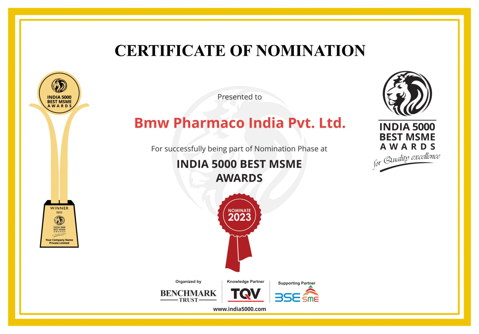India 5000 Best MSME Awards — 2023 nomination